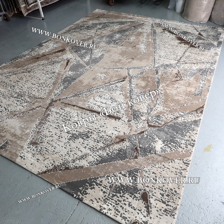 Турецкий Ковер Для Гостиной Дизайн 48 Серый с Коричневым